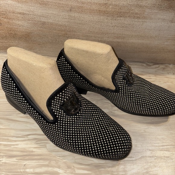 Stacy Adams Men's 9.5 Swagger Studded Slip On Shoes Black & Silver 25228-042 - Picture 1 of 8